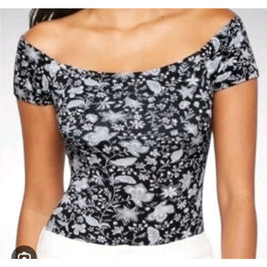 Lush Bodysuit Blue And White Floral Body Suit Back Cut Out Size XL NWOT